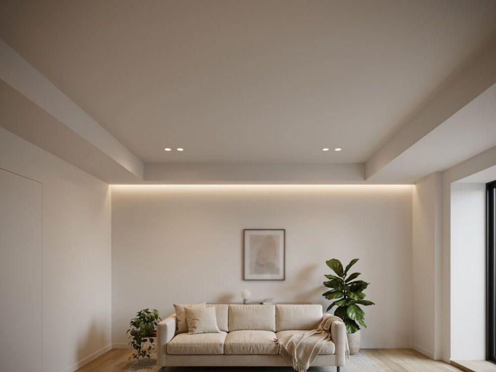 dekoracyjny sufit w salonie