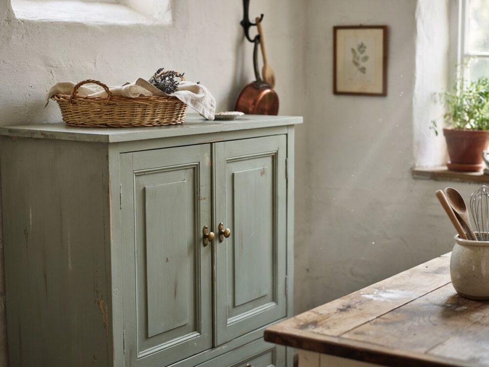 kredens vintage z porcelaną